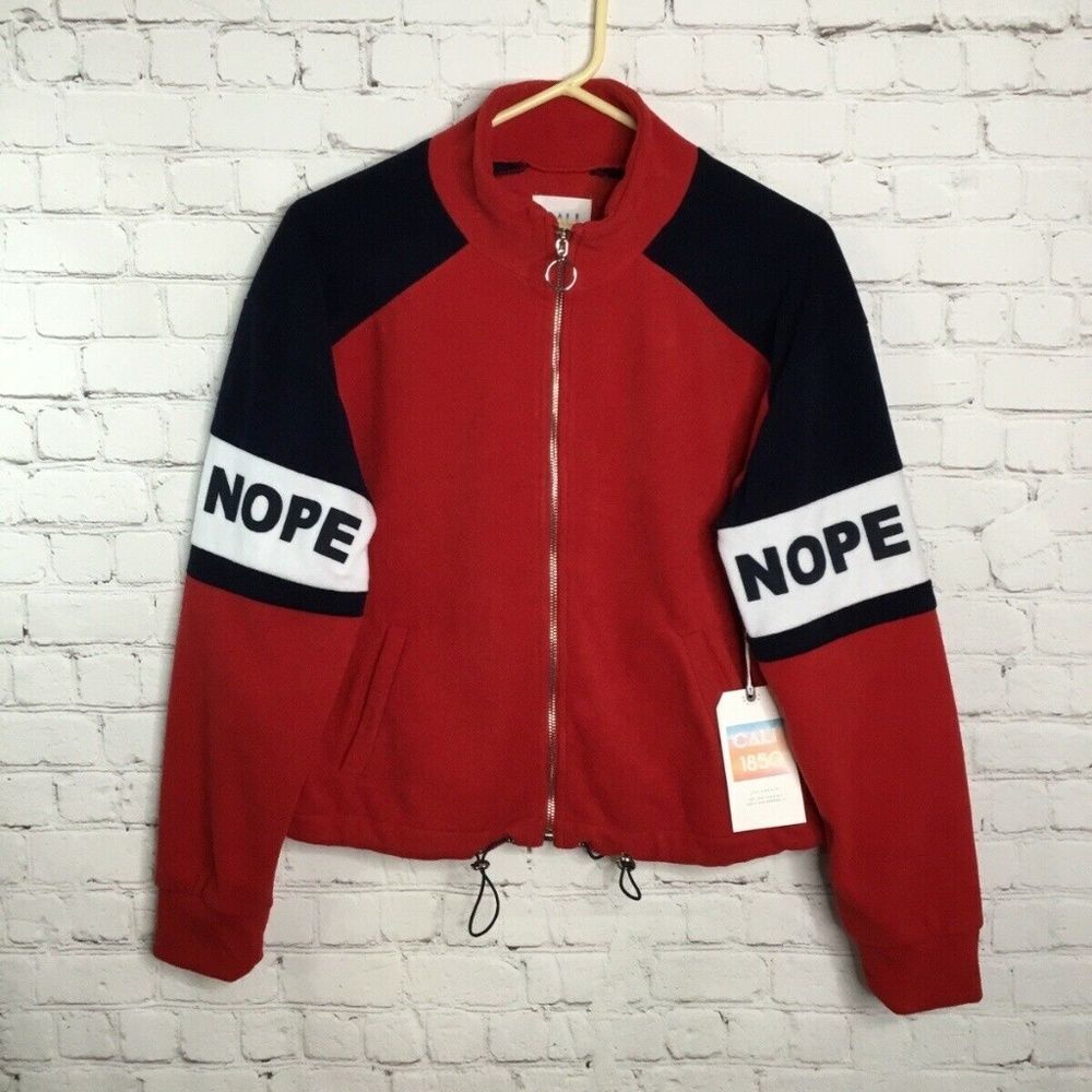 NWT Cali 1850 Women's Red/Black Long Sleeve Full Zip Fleece Track Jacket Size‎ L
